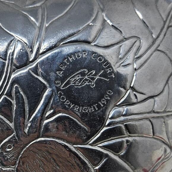 Vintage 90s Arthur Court 19x6 Silver Long Bunny Rabbit Easter Platter Spring - Picture 3 of 4